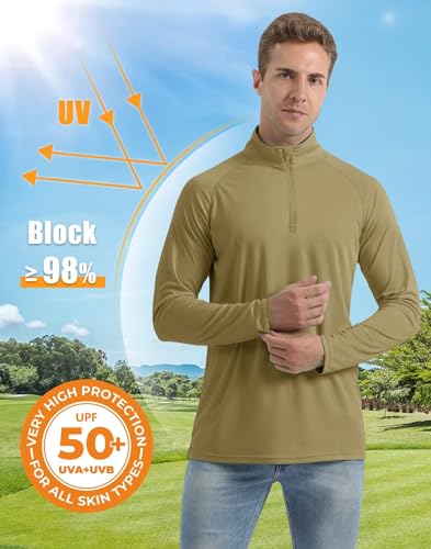 Boladeci Men's Swim Shirts Rash Guard Quarter Zip UPF 50+ Sun UV Protection Long Sleeve Lightweight Quick Dry SPF Golf Shirts - Image 3