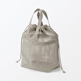 無印良品 立体メッシュ持ち手付き巾着 グレージュ S 約23×8×23cm 23245906