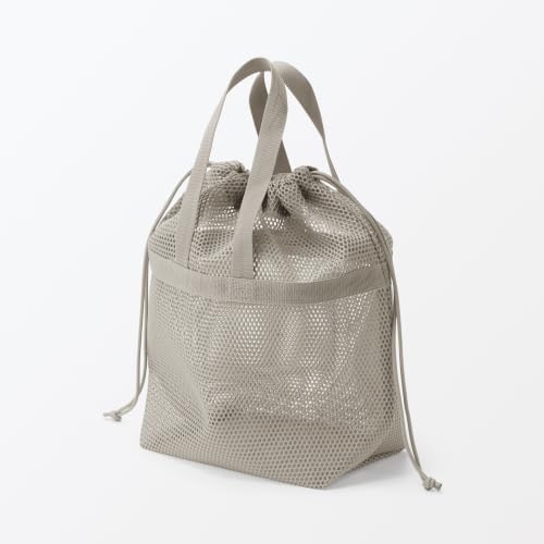 無印良品 立体メッシュ持ち手付き巾着 グレージュ S 約23×8×23cm 23245906