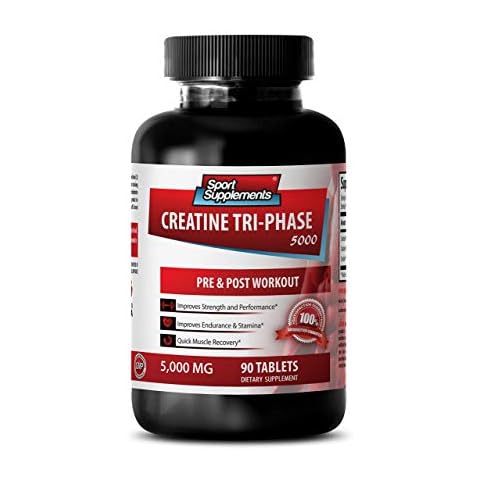 Creatine monohydrate - Creatine Tri Phase - Improves anaerobic Capacity, Muscle Recovery Supplements, creatine monohydrate Tablets, creatine monohydrate Pills, creatine Supplement - 1 Bot 90 Tablets Cover