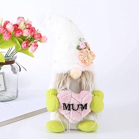 Mother's Day Gnome Plush Elf Decorations,Love Mom Themed Spring Gnomes Plush Elf,Cute Tomte Doll Handmade Plush Doll Home Ornaments Tabletop Collection Figurines Gift Cover
