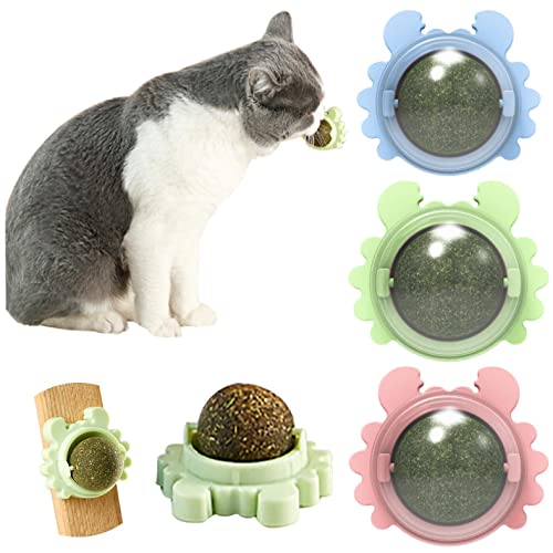 TIMICHAN Katzenminze Ball Katzenspielzeug, Rotierendes essbares Kätzchen Spielzeug zum Lecken von Katzen, Zahnreinigung Dental Kätzchen Kauspielzeug, Mit dem Katzen Zähne knirschen Cover