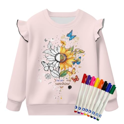 Coloring Sweatshirt for Girls Sunflower DIY Long Sleeve Shirts to paint on Pullover Top