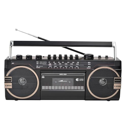 MObyat Reproductor Retro, Radiocasete Portátil, Radio Am/FM, Grabadora De Casete con Control De Volumen, Ideal para Viajes En Familia