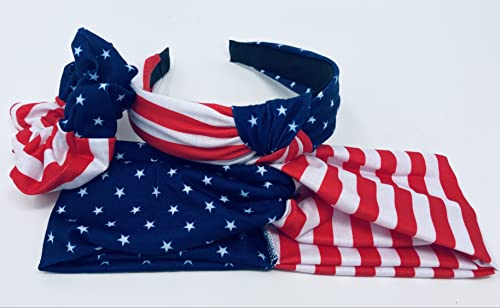 Shimmer Anna Shine Red White And Blue Patriotic American Flag Twist Headband Usa thumb #4