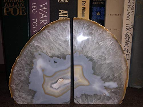 Amoystone ASFT-NATURAL 3-4 L. Bookends Decorative Unique Agate Book Ends Decorative Natural Crystal Geode Books Holder Cookbooks Cd Children'S Books thumb #5
