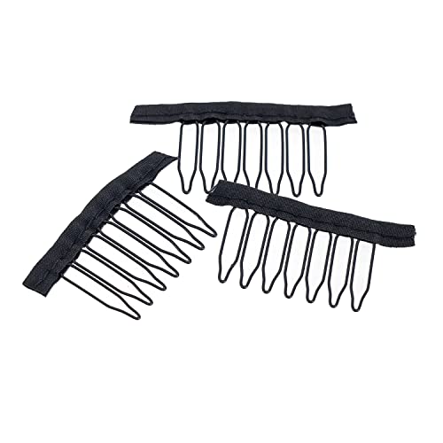 SWACC 100 peines para pelucas metálicos 7 dientes negros miniatura 4