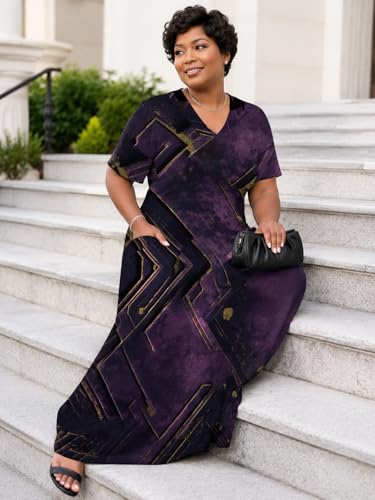 Image of SUZONANA Plus Size Dresses for Curvy Women African Print American Dress Summer Outfits Casual Loose with Pocket