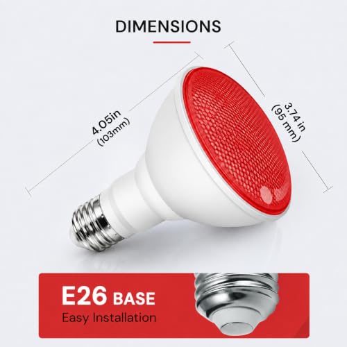 Image of L LOHAS LED Red Christmas Flood Light Bulbs, PAR30 Flood Light Bulb Outdoor