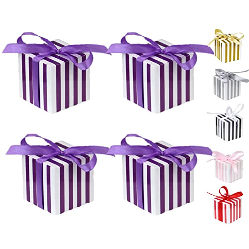 Lot de 50 Boîtes à Dragées, Boîtes Cadeaux en Papier avec Ruban, Bonbonnières pour Mariage, Anniversaire, Baptême, Communion, Graduation, Fête de Noël,...