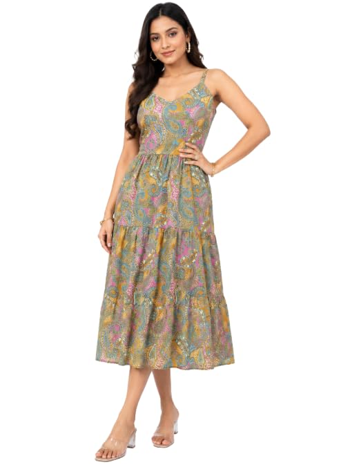 Paisley Print Cotton Maxi Dress with Adjustable Straps-picture-36