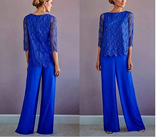 Lace Mother of The Bride Pants Suits 2 PC Chiffon Formal Evening Gowns Women Outfits2