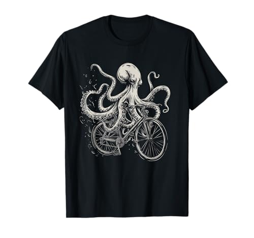 Octopus on Bicycle Cycling Squid T-Shirt