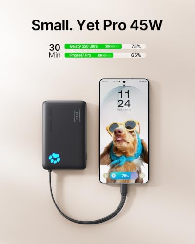 INIU 45W Portable Charger, 10000mAh Power Bank with Built in USB C Cable, Small USB C in&Out Fast Charging Powerbank, Phone Charger Battery Pack for iPhone 17 16 15 Pro iPad Samsung S25 S24 Google etc - 1