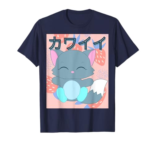 Lindo japonés kawaii ropa fresa bebé gatito Camiseta