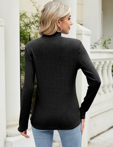 Image of Bashafo Women's 2024 Fall Long Sleeve Turtleneck Top Lightweight Tunic Sweaters
