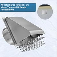 Hon&Guan 100mm 304 Edelstahl Wetterschutzgitter mit Rückstauklappe, Außen – Ansicht 4
