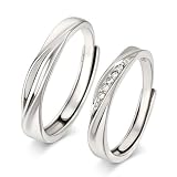 [Jeulia] ペアリング カップル リング シルバー925 ジルコニア 純銀製指輪 レディース メンズリング キラキラ 結婚指輪 婚約指輪 エンゲージリング 誕生日 ホワイトデー プレゼント ギフト (セットリング)