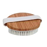 OKUMEYR Spazzola per Corpo in Bambù Beige con Setole di Media Durezza per Esfoliazione e Massaggio Anticellulite, per Lavare e Massaggiare la Schiena