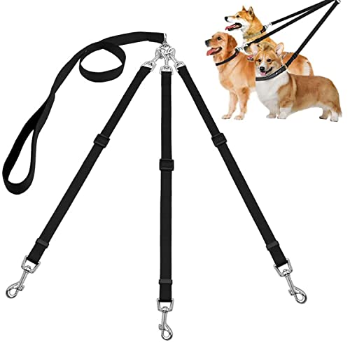 Guinzaglio per Cani, 3 in 1 Cane Guinzaglio, Guinzaglio a Tre per Cani, Staccabile in Nylon Guinzaglio Cane, 3 In 1 Multi Guinzaglio per Animali Domestici, per passeggiate, per 1, 2 o 3 Multipli