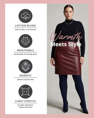 Image of MeMoi Brooklyn Flat Knit Sweater Tights for Women, Cotton Blend XS-6X