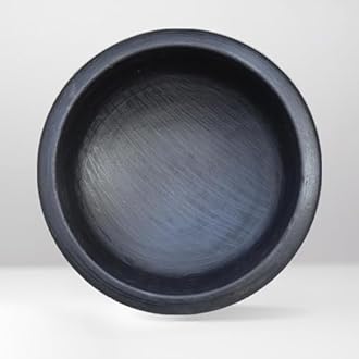 Craftsman India Online Deep Burned Uncoated Clay Pot/Earthen/Mud/Mitti Handi for Cooking and serving Combo 1 & 2 Liter | Black