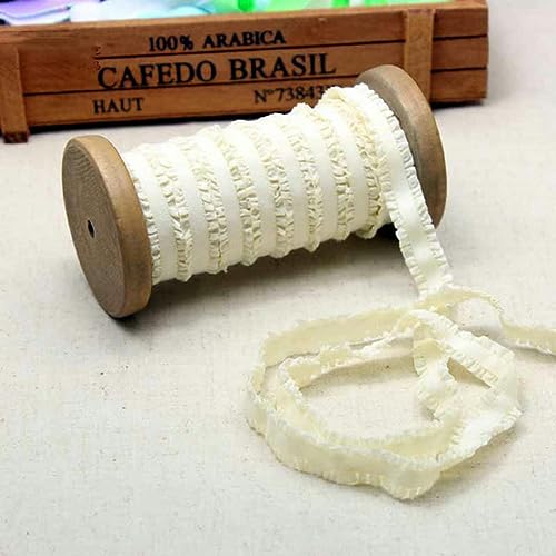 10/20 Metros Bandas Elásticas Elásticas 13 Mm Doble Volante Cinta De Encaje De Goma Adornos Para Ropa Correas De Nylon Accesorios De Costura De Bricolaje-Crema,13mm-10Metros