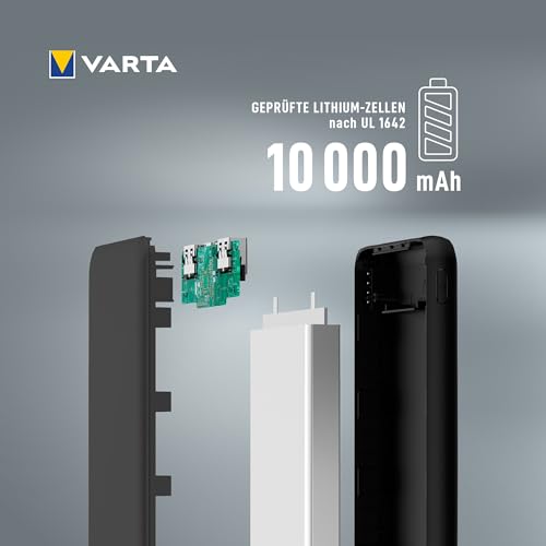 Varta Power Bank 10000mAh mit 4 Anschlüssen für Smartphones und Tablets