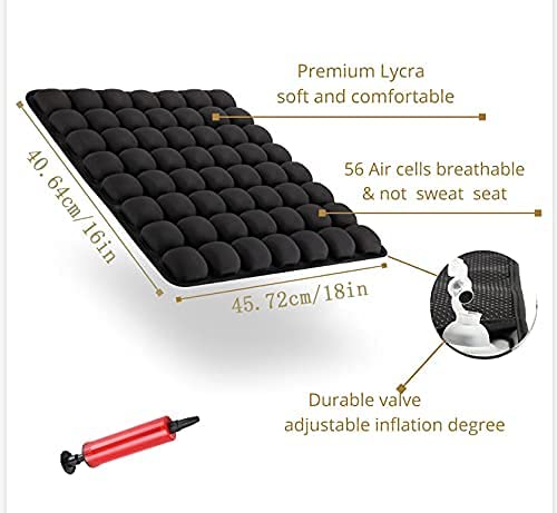 Sunficon Air Cushion Inflatable Chair Air Seat Cushion Car Portable Breathable Comfort Cushion Office Wheelchair Pad Orthopedics Pain Pressure Relief Cushion Camping Seat Mat 18 X 16 X1 In Black #TOP2