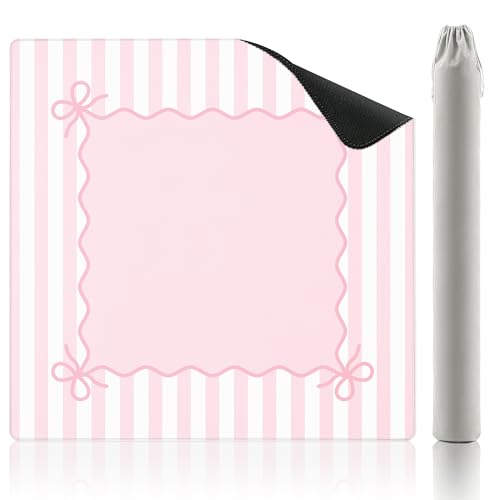 ohisxiacy Light Pink Mahjong Mat (32.5” x 32.5”) with Carrying Bag Non Slip Noise Reduction Gaming Mat Rubber Mahjong Table Cover Accessoriesfor Poker Board Games Dominoes