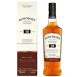 Bowmore 18 Jahre Islay Single Malt Scotch Whisky, mit Geschenkverpackung, komplexer Geschmack mit leichter Rauchnote 43% Vol, 1 x 0,7l