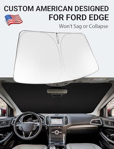 Image of Proadsy 2026 Upgrade Windshield Sun Shade Custom Fit 2015-2024 Ford Edge Foldable Front Sunshade Protector Sun Visor Blocks UV Rays Keep Car Cooler