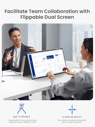 Image of QLED Portable Dual Monitor 23.8 inch 100Hz FHD 1080P Stacked Monitor - 125% sRGB Dual Vertical Displays for Coding /Gaming /Trading, USB-C HDMI Laptop Screen Extender
