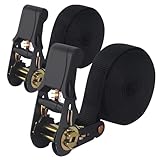2 Stück Spanngurte mit Ratsche, ratschengurte, spanngurte Set, zurrgurt Geeignet zum Sichern von Ladungen auf Autos, Anhängern und Fahrrädern, 6m × 25 mm, Schwarz
