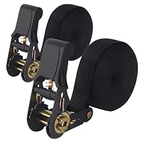 Spanngurte mit Ratsche, ratschengurte, spanngurte Set, zurrgurt Geeignet zum Sichern von Ladungen auf Autos, Anhängern und Fahrrädern, 6m × 25 mm, Schwarz (2pcs-6m × 25 mm)