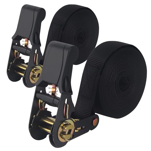 Spanngurte mit Ratsche, ratschengurte, spanngurte Set, zurrgurt Geeignet zum Sichern von Ladungen auf Autos, Anhängern und Fahrrädern, 6m × 25 mm, Schwarz (2pcs-6m × 25 mm) Spanngurte mit Ratsche, ratschengurte, spanngurte Set, zurrgurt Geeignet zum Sichern von Ladungen auf Autos, Anhängern und Fahrrädern, 6m × 25 mm, Schwarz (2pcs-6m × 25 mm)