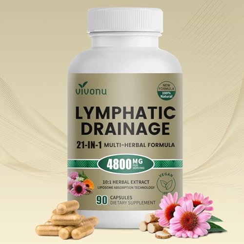 21-in-1 Liposome Lymphatic Drainage Supplements 45 Day Supply 4800mg Immune & Lymph System Support 10:1 Concentrated Technology Echinacea Dandelion Burdock Bromelain Calendula 90 Capsules