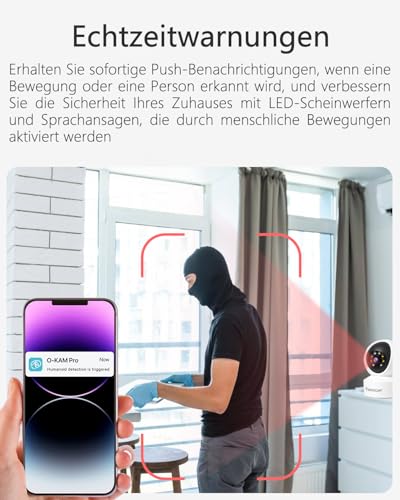 VSTARCAM Überwachungskamera Innen - 2K QHD, 360° WLAN Indoor Hundekamera mit APP, Automatische Verfolgung, 2-Wege-Audio, Bewegungserkennung, Farb-Nachtsicht zu 9m, bis zu 256 GB lokaler Speicher 01