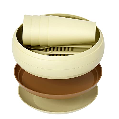 image for shopwithgreen Camping Dishes Picnic Set, Camping Plates Cups and Bowls