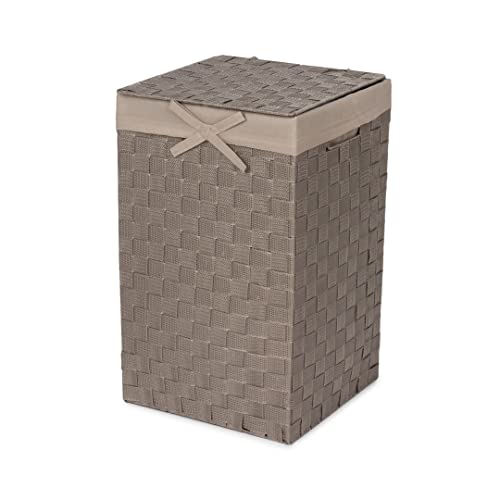 Compactor Panier à Linge Carré avec Couvercle, Panier à Linge pour Les Vêtements dans Les Chambres et Salles de Bains, Doublure Amovible et Poignées de...