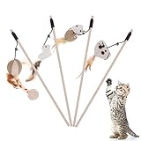 DISEÑO AMOR: Experiencia de juego cómoda para ti y tu tigre de la habitación gracias a la longitud optimizada de la caña de pescar para gatos. Con campanas extraíbles y tentadoras, el juguete para gatos atrae aún más atención.