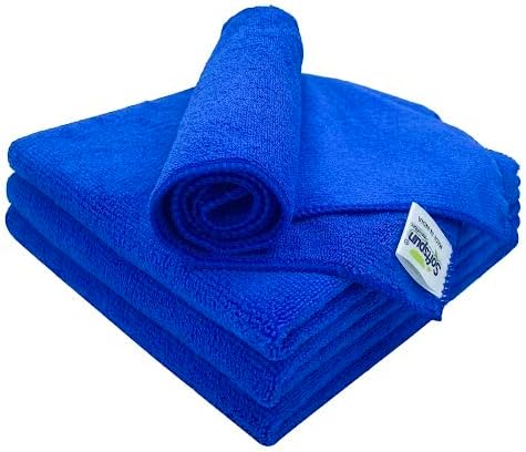 SOFTSPUN Microfiber Cloth 4 pcs 40x40 cms 340 GSM Blue Thick Lint & Streak-Free Multipurpose Cloths Automotive Microfibre Towels for Car Bike Cleaning Polishing Washing & Detailing.…