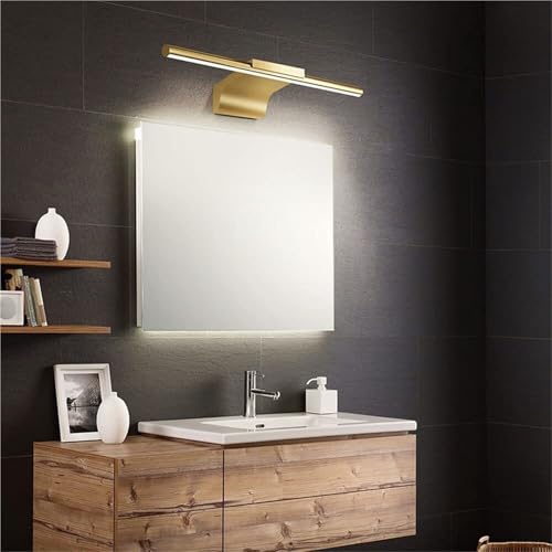 Aplique de pared dorado para baño sobre el espejo con iluminación de una luz 4