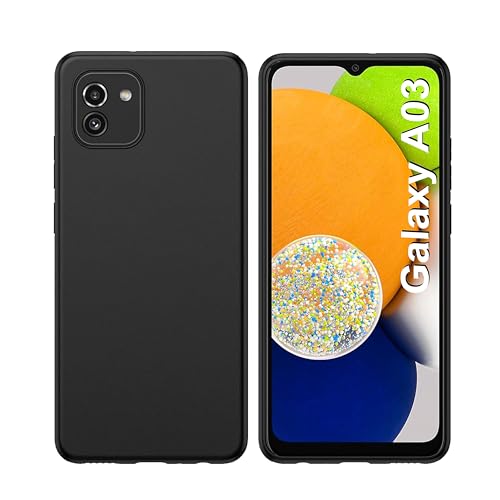 Liquid Silicone Case for Samsung Galaxy A03, Soft Gel Rubber Anti-scratch Shockproof Slim Protection Phone Case Cover Compatible with Samsung Galaxy A03 6.5'' Black