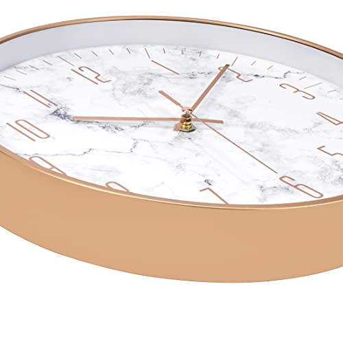 Lumuasky Rose Gold Wall Clock Battery Operated Modern Silent Non-Ticking 12 Inch Analog Decorative Clock For Living Room Bedrooms Kitchen Office (Marble Dial) #TOP3