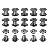 PATIKIL シカゴスクリュー 60セット M5 x 6mm 炭素鋼 フィリップ スヘッド スクリューリベット バインディングスクリュー ポストネイルリベット レザーベルト バッグ バックパック クラフト ブックバインディング 黒