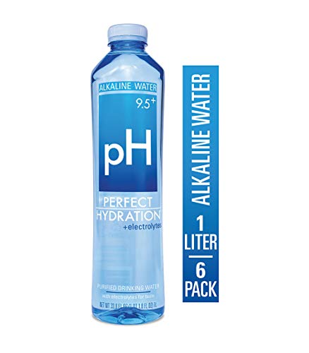 Perfect Hydration Alkaline Water, 9.5+ pH (1 Liter - 6 Pack) | Ultra Purified, Electrolyte Enhanced Bottled Water