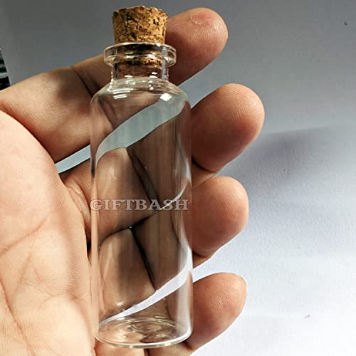 Image of Glass Wishing Bottles with Cork Lid, Set of 10Pcs, 30 ml Each, Transparent | Cork Stopper Bottles | Message Bottle for Wedding Favors | Baby Shower Favors | DIY Craft Bottle