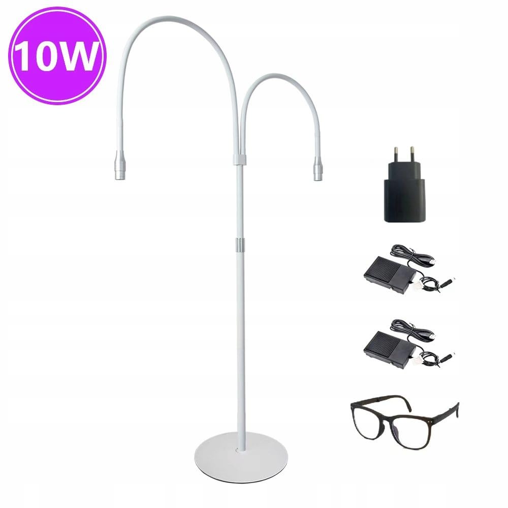 Podwójna lampa UV LED biała z okularami | Podwójna lampa UV LED, kolor biały, okulary ochronne w zestawie