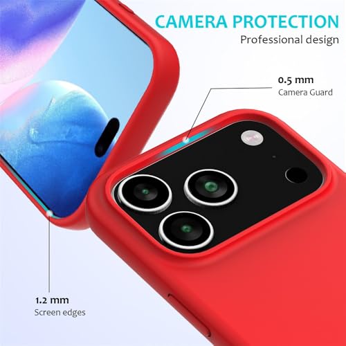 Image of Back Cover Compatible with iPhone 17 Pro Max Case Liquid Silicone Full Protection Shock Proof Back Cover for iPhone 17 Pro Max (Red)